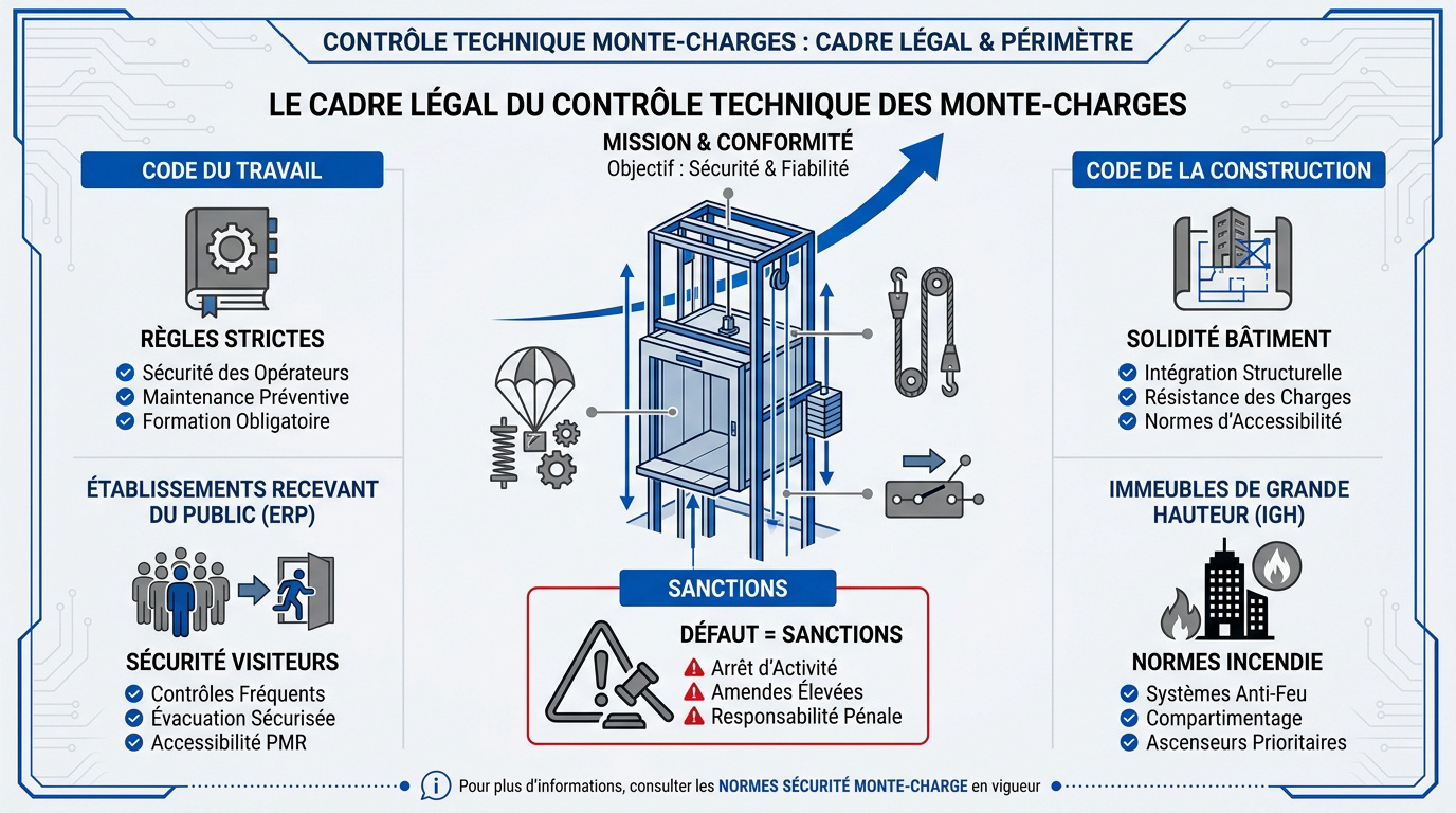Vérification réglementaire d'un monte-charge industriel