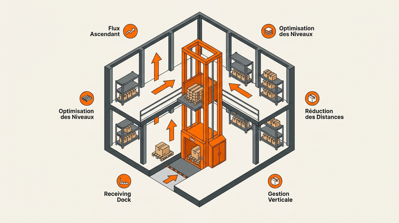 Optimisation des flux logistiques avec un monte-charge dans un entrepôt moderne