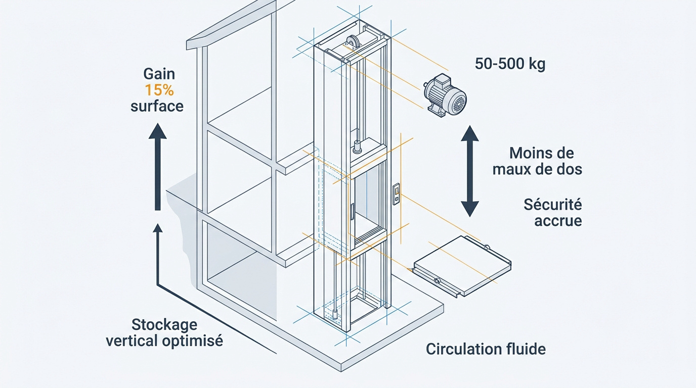 Optimisation du stockage vertical en cave avec un monte-charge